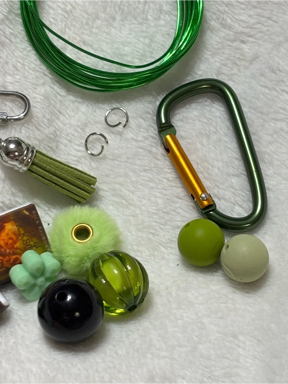 Mixed Green Beads & Charms Keychain Making Kit